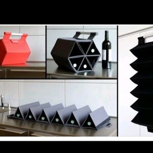 Zebag Sleek Black and Red Wine Rack 6 Bottle Storage Case New Wine Not Included